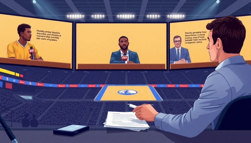 Баскетбол: интервью с игроками и тренерами после матчей - иллюстрация