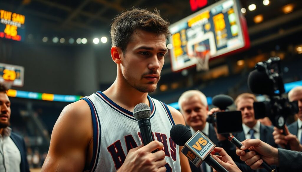 Баскетбол: интервью с игроками и тренерами после матчей - иллюстрация