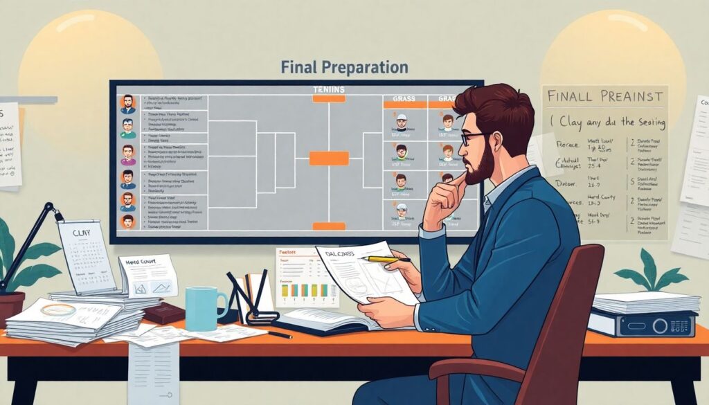 Теннис: подготовка к финалам турниров и пари - иллюстрация